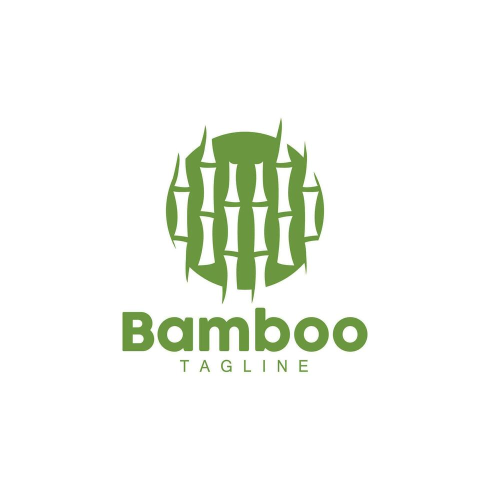 Bamboo Logo, Panda Food Green Plant Vector, Simple Minimalist Design, Illustration Element Template vector