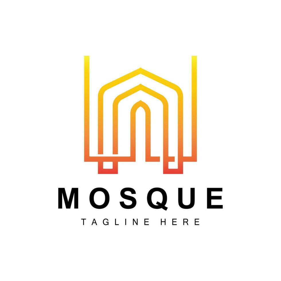 Mosque Logo, Islamic Worship Design, Eid Al Fitr Mosque Building Vector Icon Template, Ramadan, Eid Al Adha