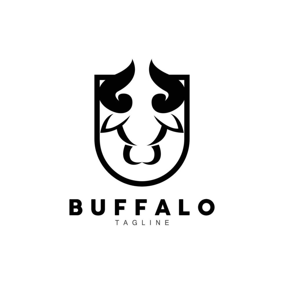 búfalo logo, ganado granja animal vector, búfalo cabeza diseño sencillo modelo silueta vector