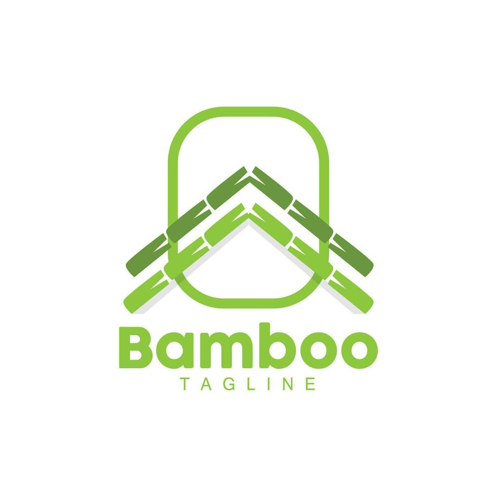 Bamboo Logo, Panda Food Green Plant Vector, Simple Minimalist Design, Illustration Element Template vector