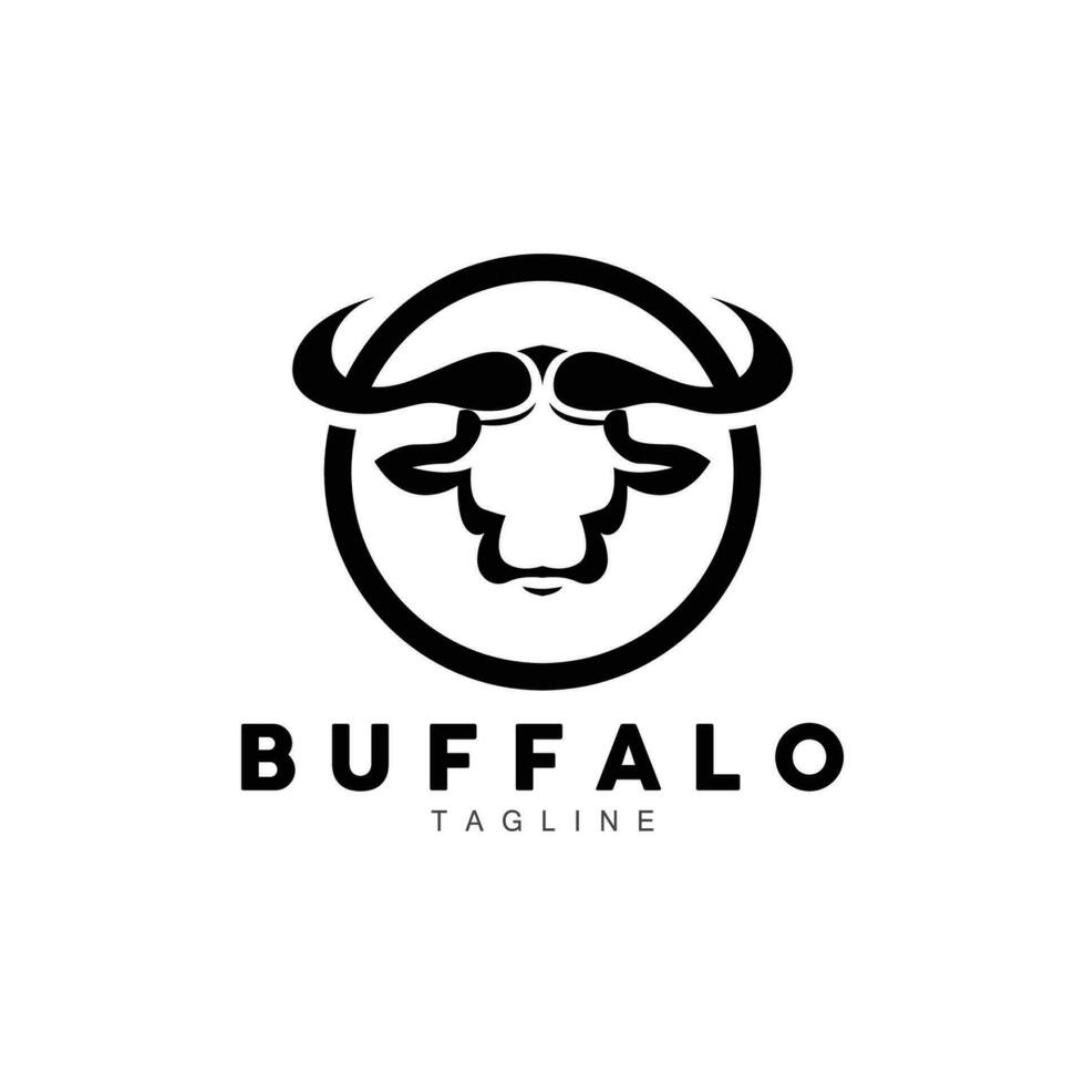 búfalo logo, ganado granja animal vector, búfalo cabeza diseño sencillo modelo silueta vector