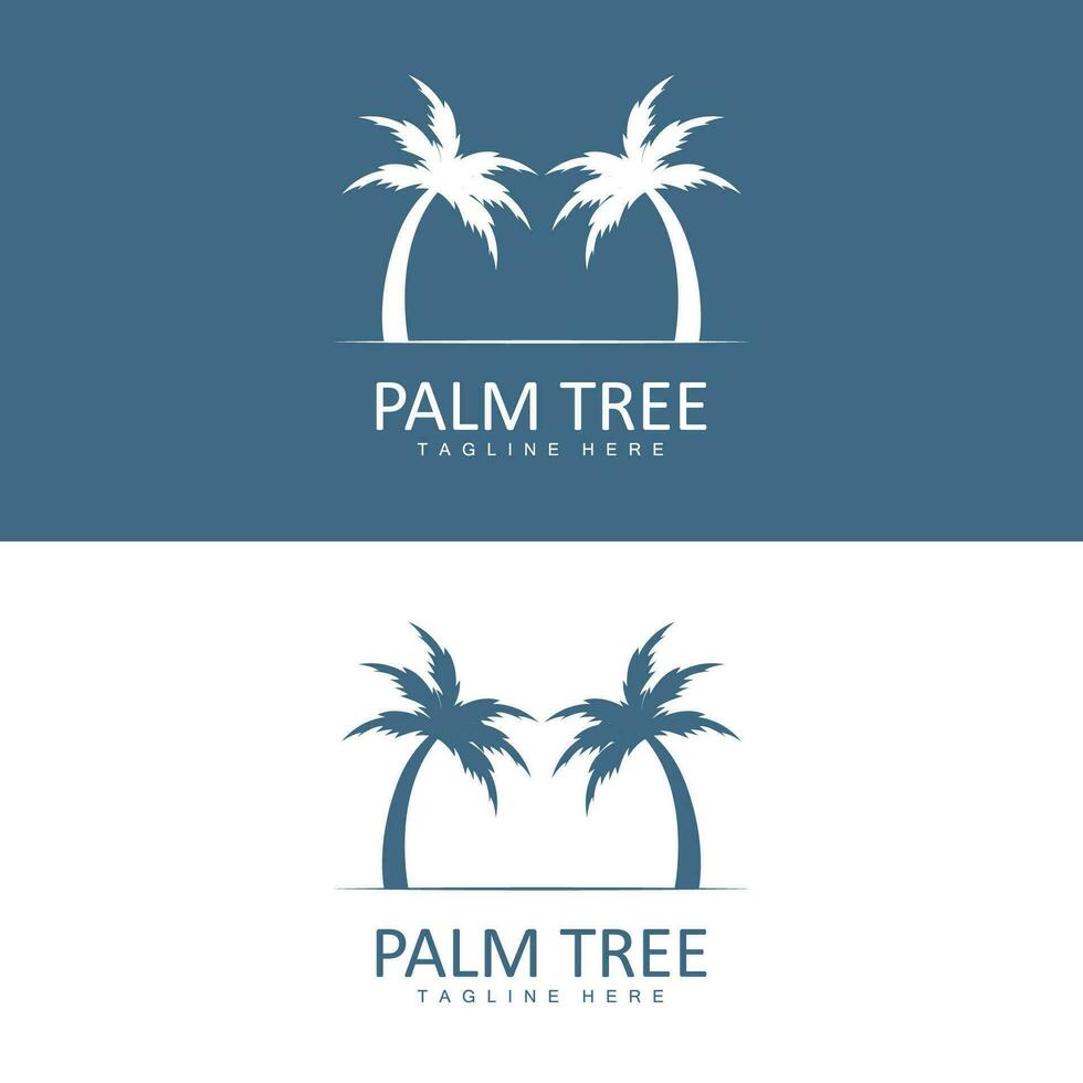 Coconut Tree Logo, Palm Tree Sunset Beach Vector, Elegant Minimalist Simple Design, Symbol Template Icon vector