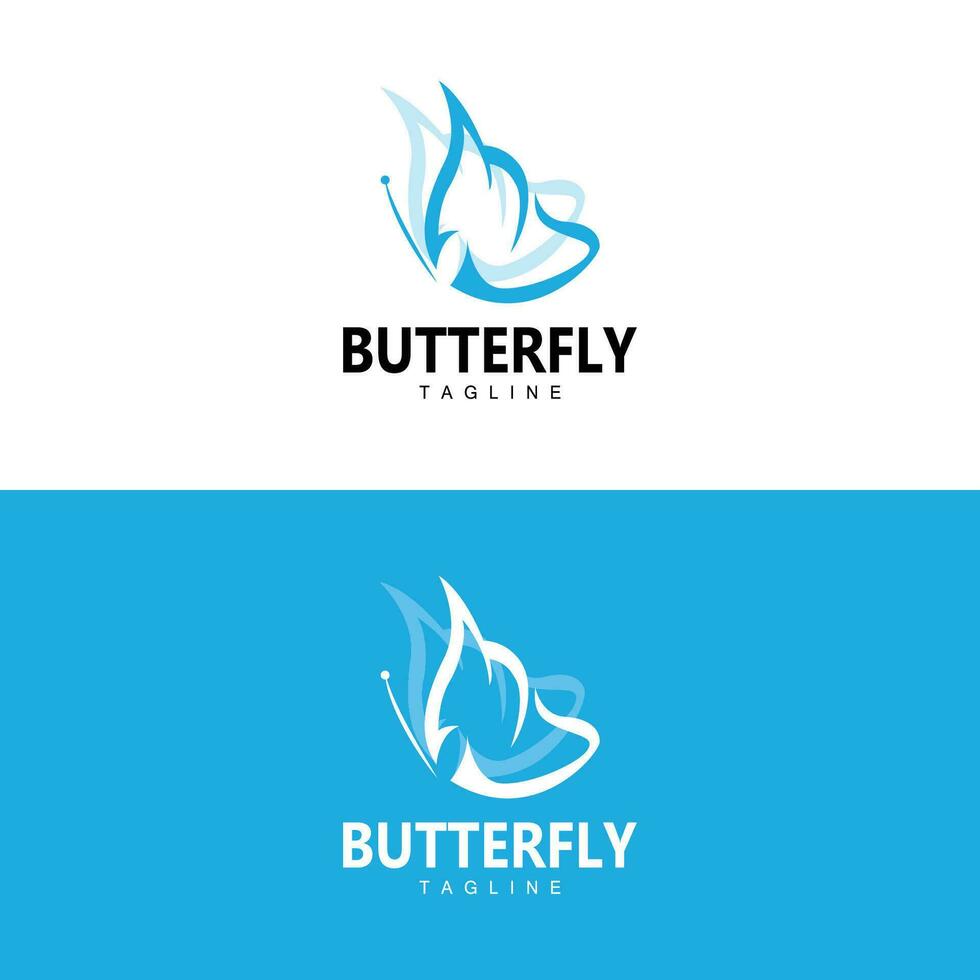 logotipo de mariposa, diseño animal con hermosas alas, animales decorativos, marcas de productos vector