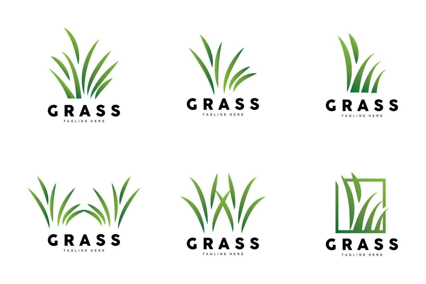 Green Grass Logo Design, Farm Landscape Illustration, Natural Scenery Vector