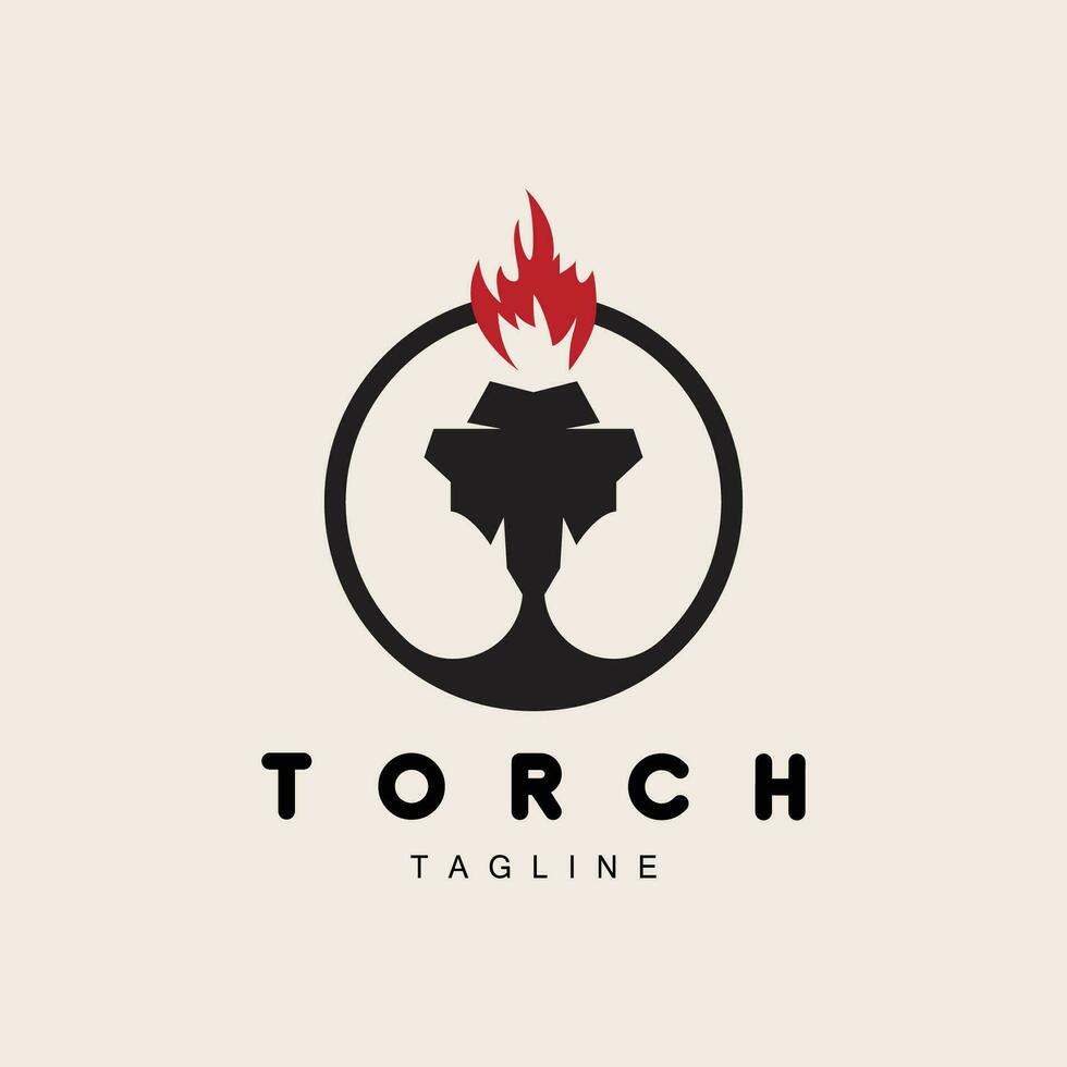 logotipo de antorcha, diseño de fuego, logotipo de carta, icono de marca de producto vector