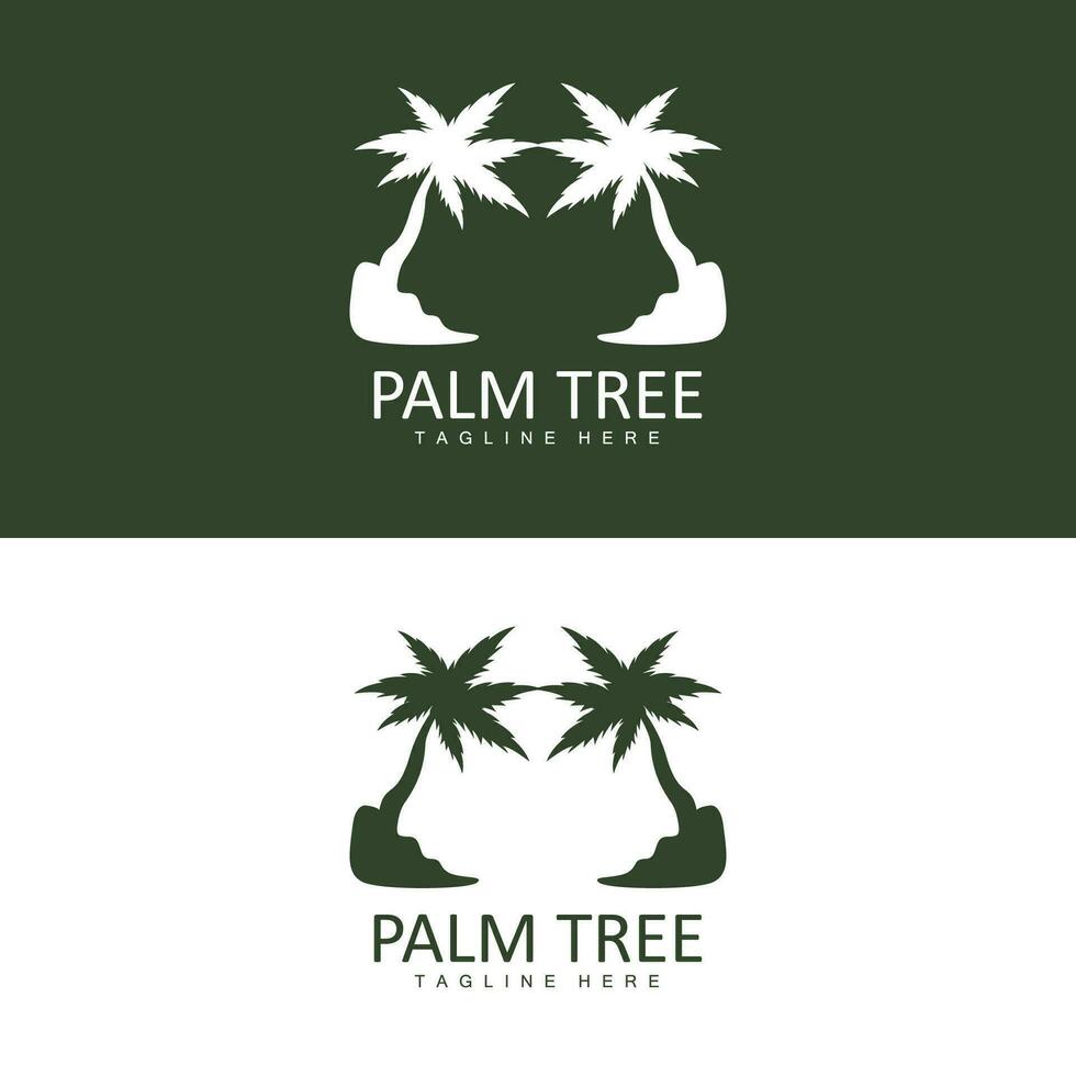 Coconut Tree Logo, Palm Tree Sunset Beach Vector, Elegant Minimalist Simple Design, Symbol Template Icon vector