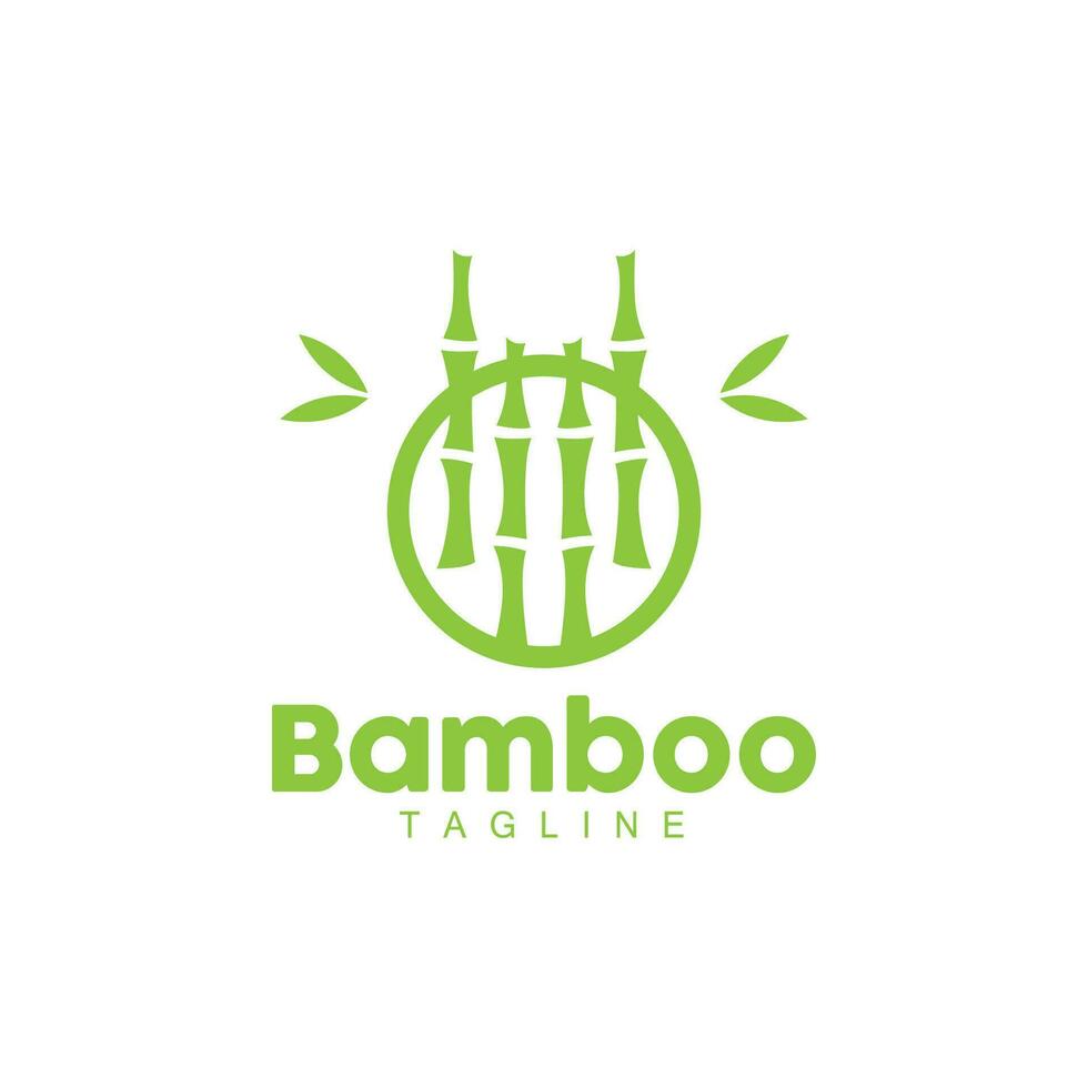 Bamboo Logo, Panda Food Green Plant Vector, Simple Minimalist Design, Illustration Element Template vector