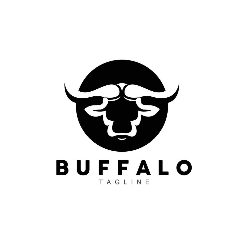 Buffalo Logo, Livestock Farm Animal Vector, Buffalo Head Design Simple Template Silhouette vector