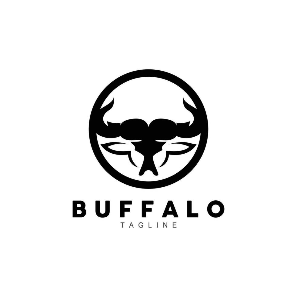 búfalo logo, ganado granja animal vector, búfalo cabeza diseño sencillo modelo silueta vector