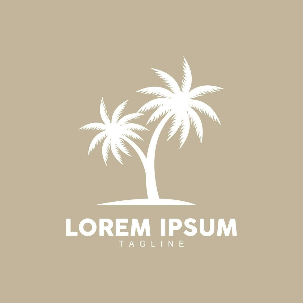 Coconut Tree Logo, Palm Tree Sunset Beach Vector, Elegant Minimalist Simple Design, Symbol Template Icon vector