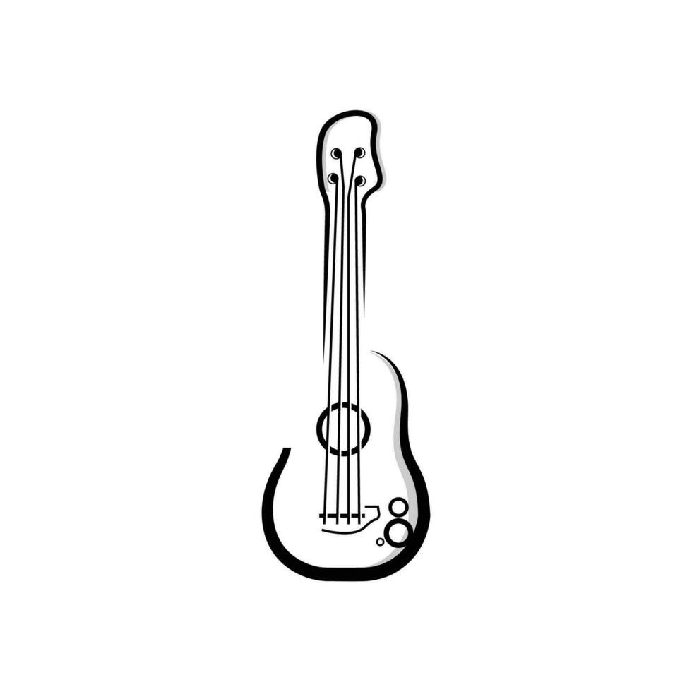 Guitar Logo, Ukulele Musical instrument Vector, Simple Silhouette Design vector