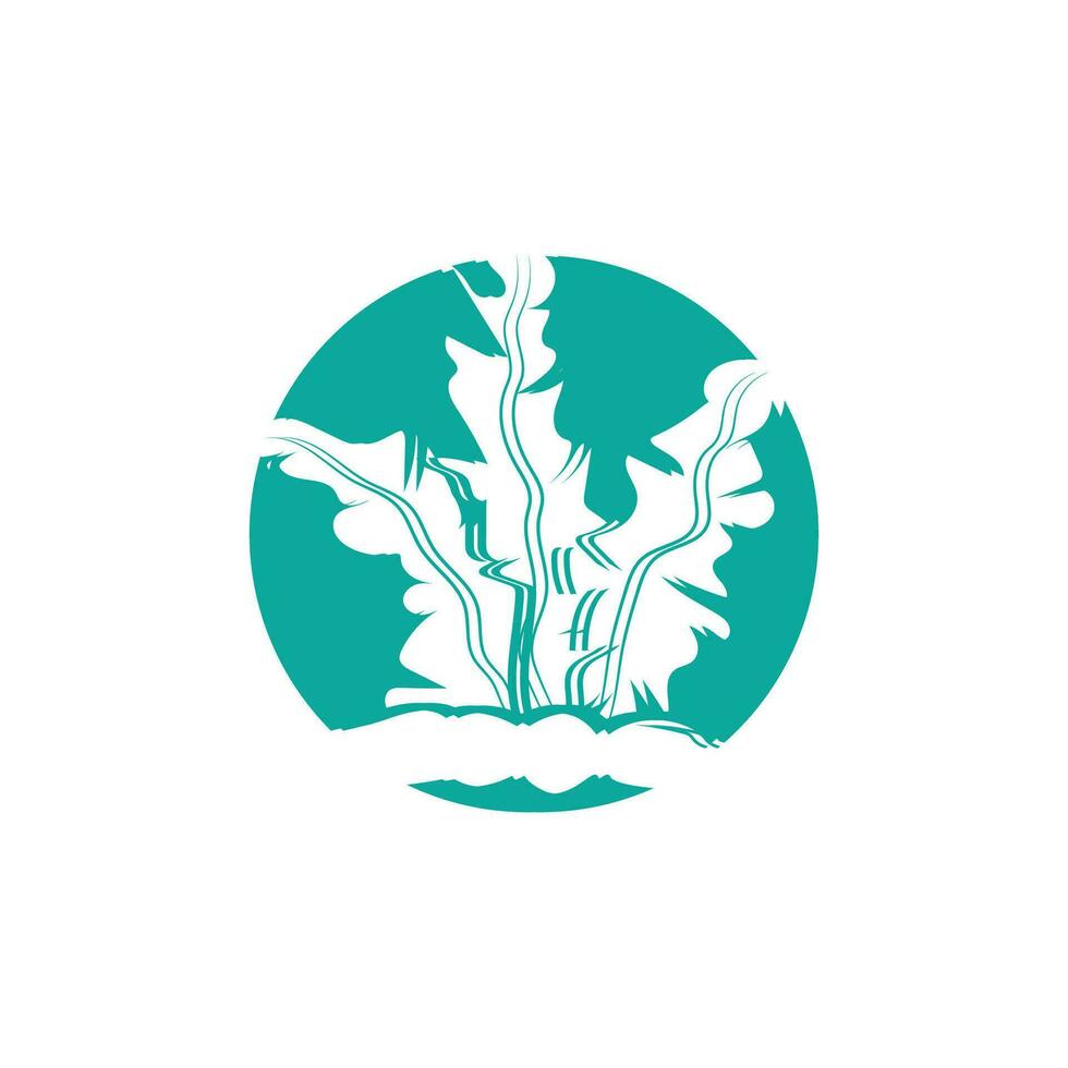 Seaweed Logo, Ocean Ornamental Plant Design, Marine Life Vector, Symbol Illustration vector