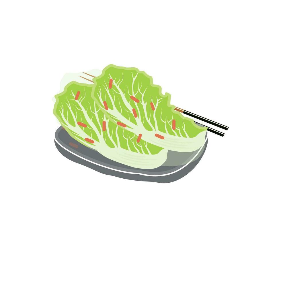 Kimchi Logo Design, Korean Traditional Food Vector, Cabbage Green Vegetable Logo Illustration, Company Brand Icon vector