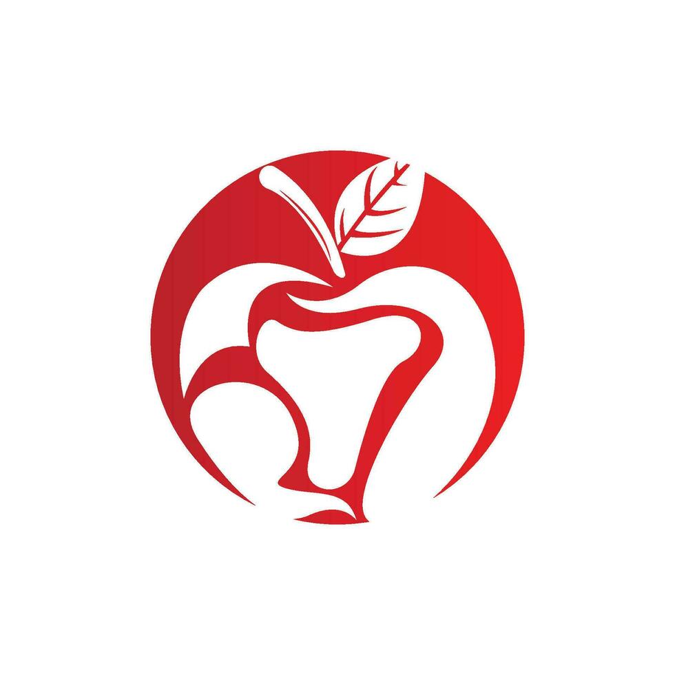 Apple logo. Vector Farm Fresh Sweet Red Fruit, Design With Simple Lines, Illustration Symbol
