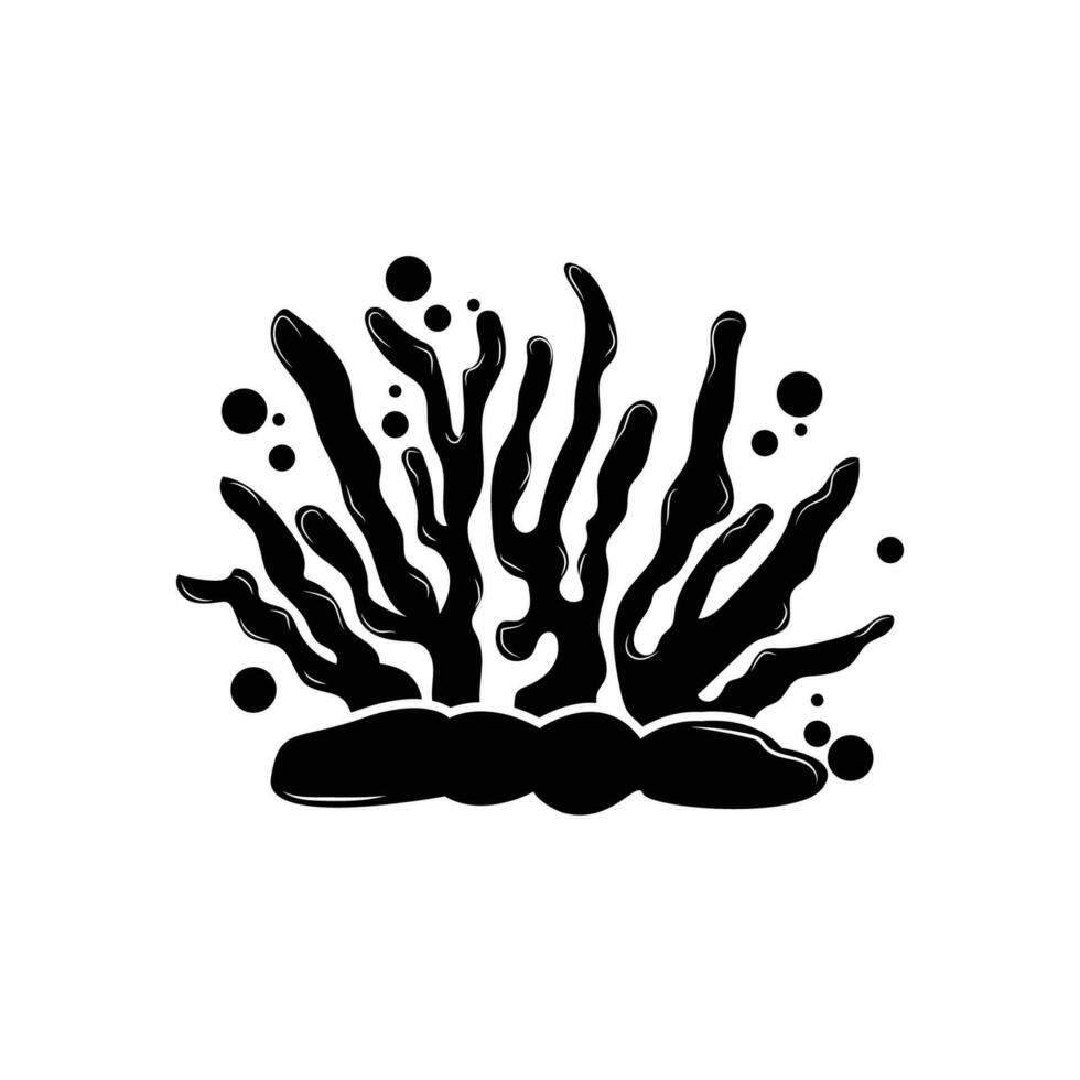 Seaweed Logo, Ocean Ornamental Plant Design, Marine Life Vector, Symbol Illustration vector