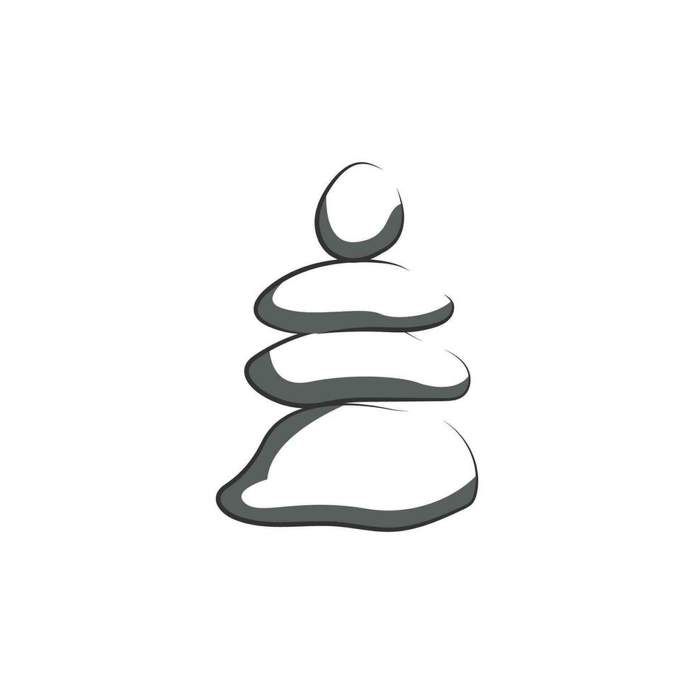 Stone Logo, Vector Zen Meditation Stone Balance Tranquility, Yoga Minimalist Simple Design, Silhouette Illustration