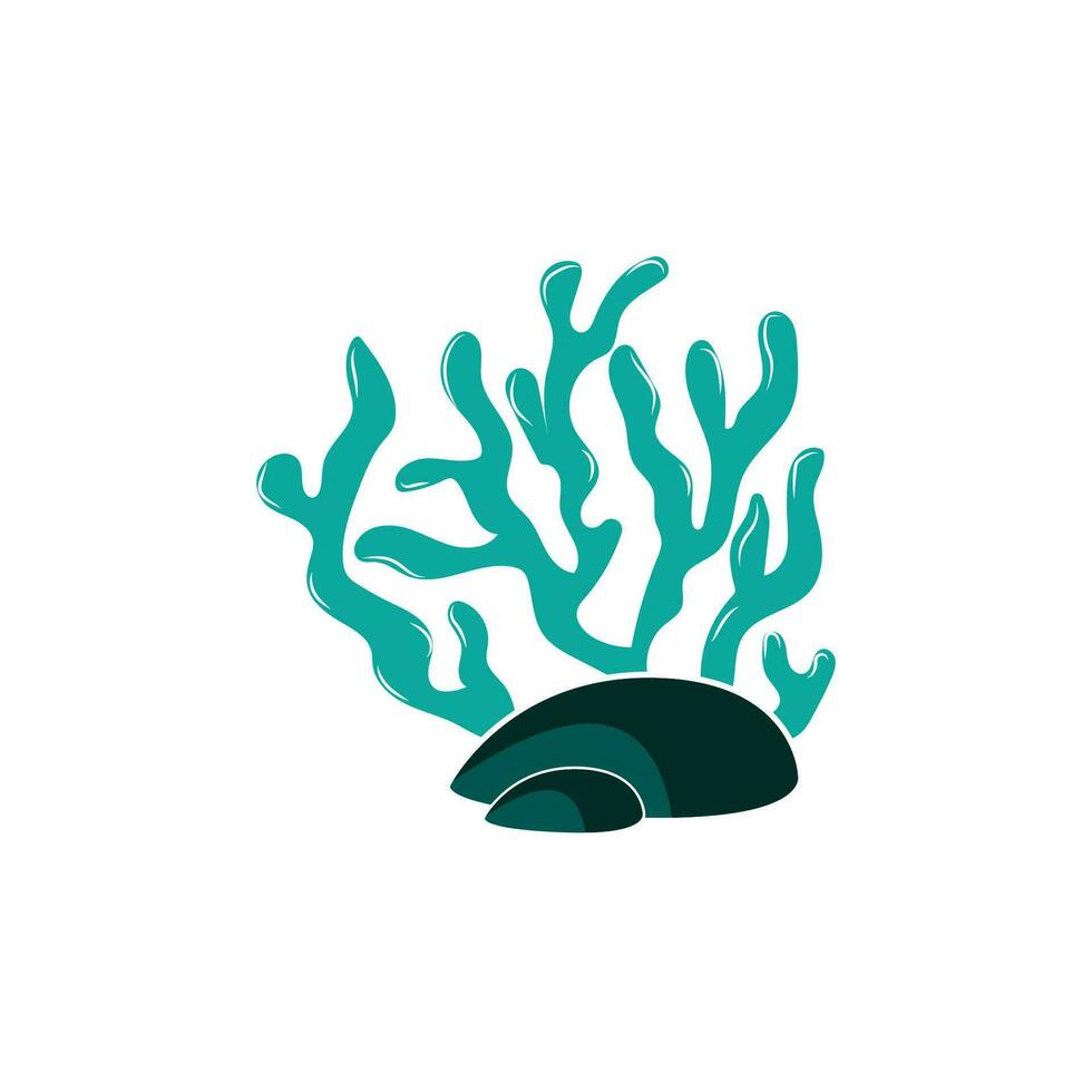 Seaweed Logo, Ocean Ornamental Plant Design, Marine Life Vector, Symbol Illustration vector