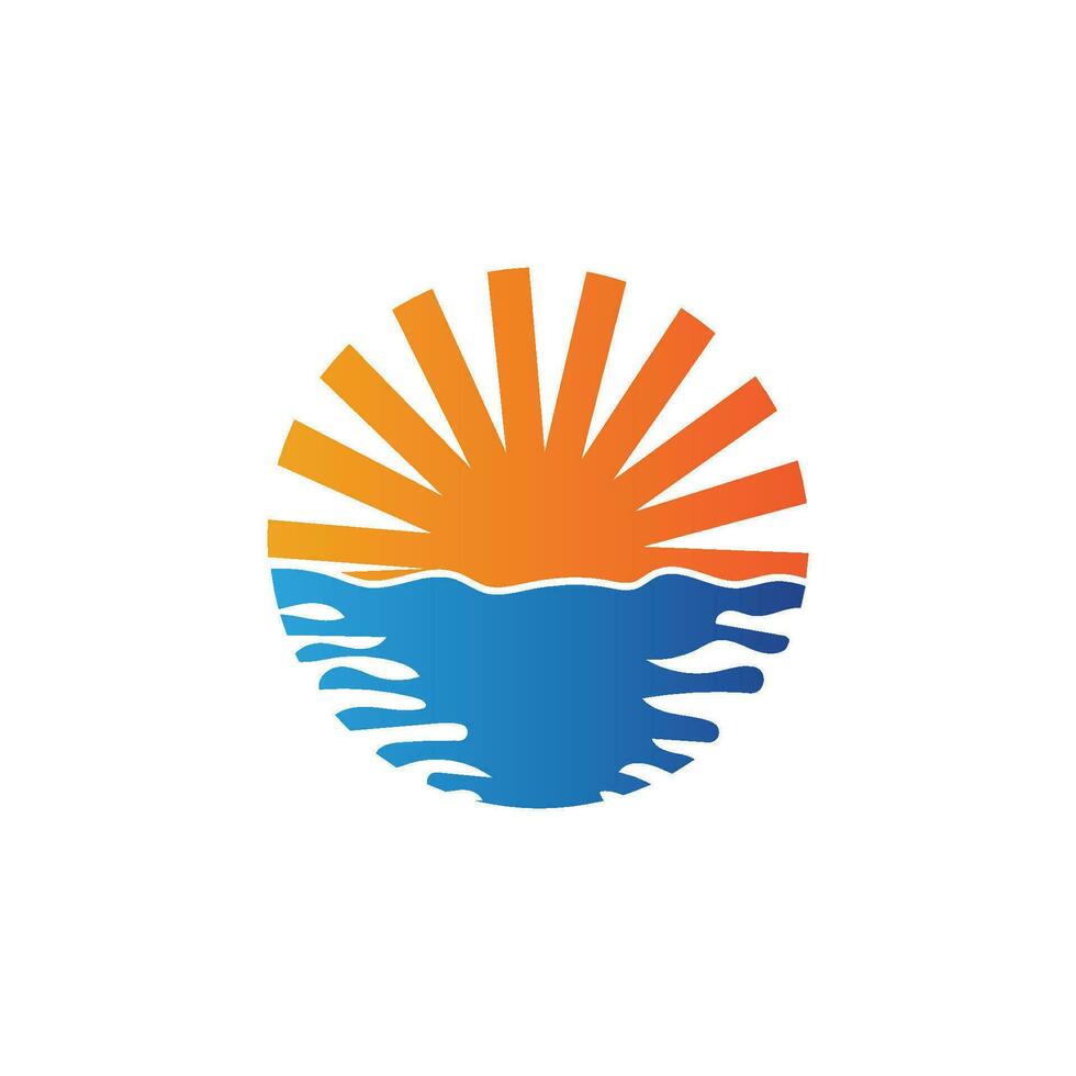 Sunset Logo, Sun Vector, Beach Natural Scenery, Minimalist Design Brand ...