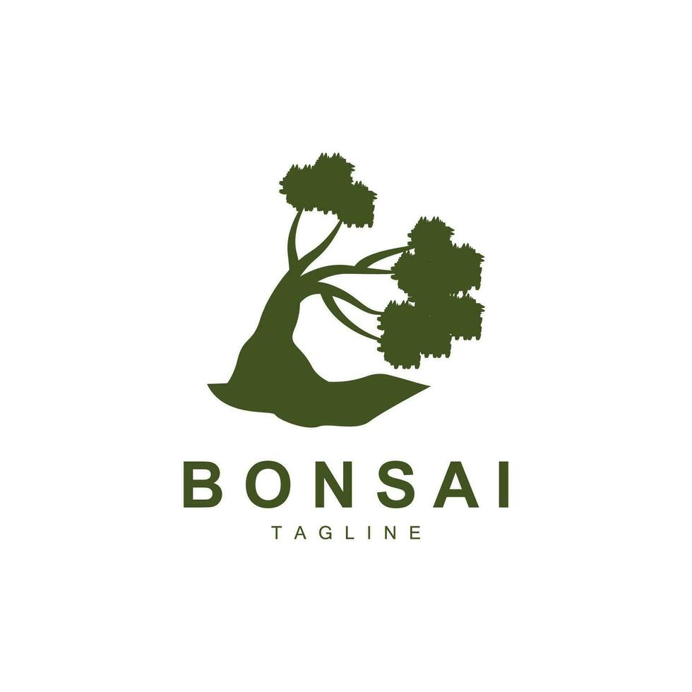 bonsai árbol logo. sencillo minimalista silueta diseño, planta vector, icono ilustración elemento vector