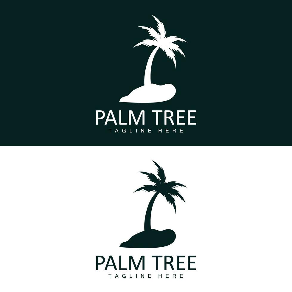 Coconut Tree Logo, Palm Tree Sunset Beach Vector, Elegant Minimalist Simple Design, Symbol Template Icon vector
