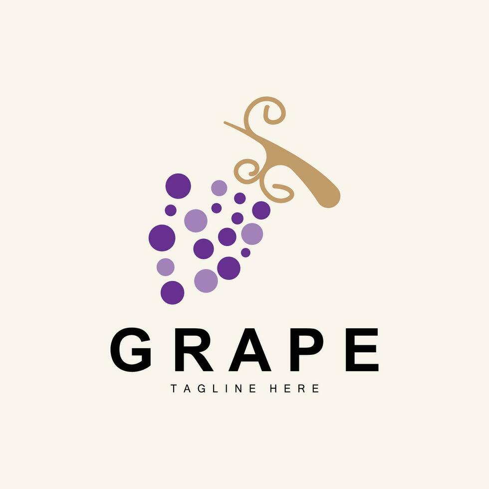 Grape Logo, Garden Vector, Fresh Purple Fruit, Wine Brand Design, Simple Illustration Template vector