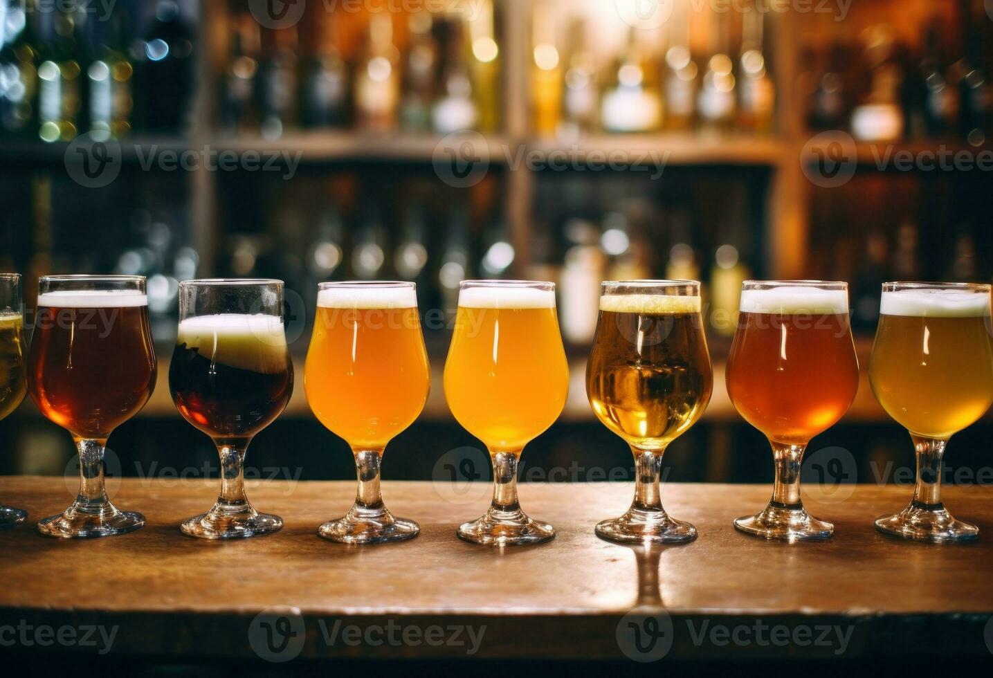Beer glasses background. Illustration AI Generative 25448576 Stock