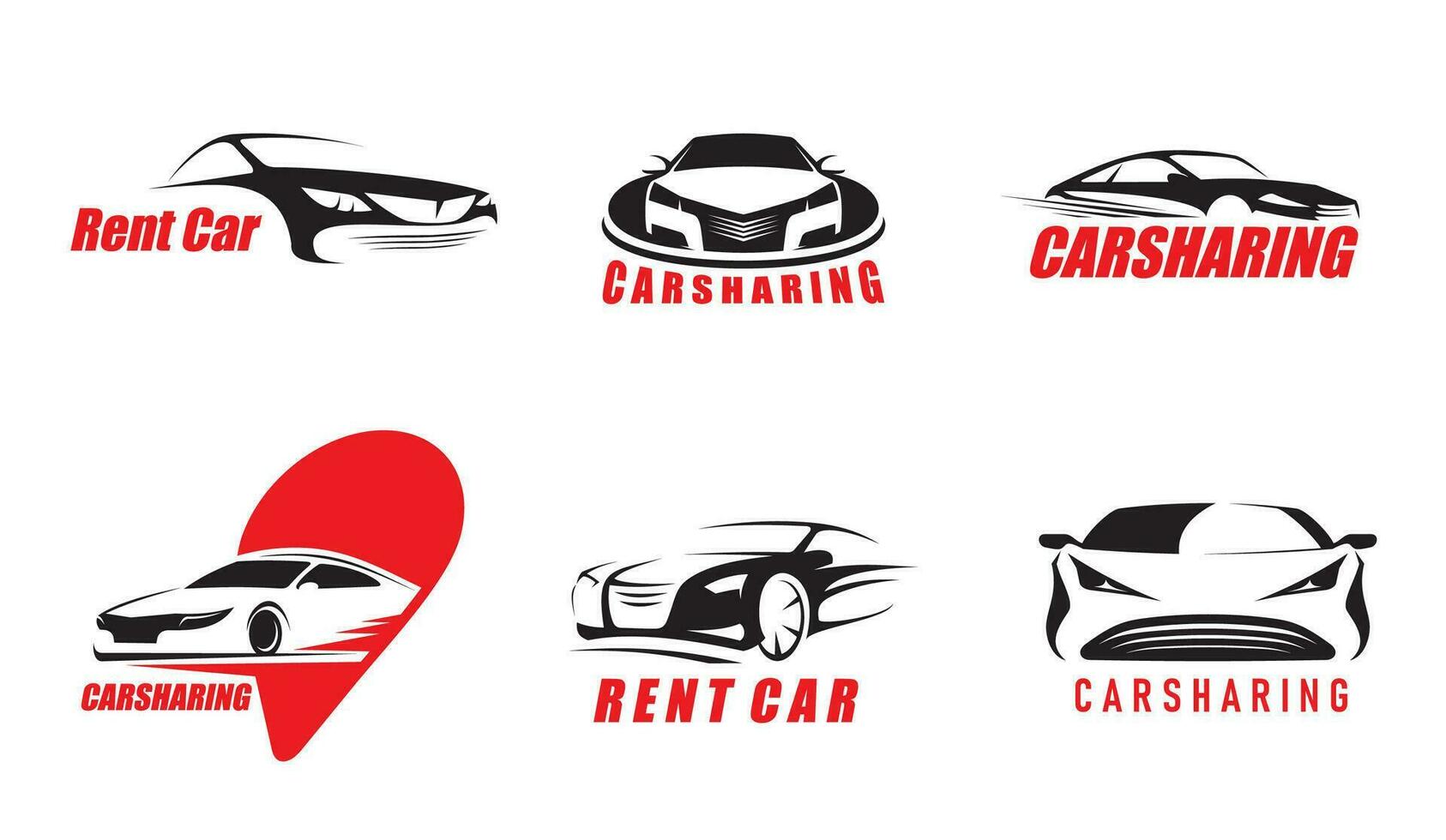 Car renting and sharing service icons or symbols vector