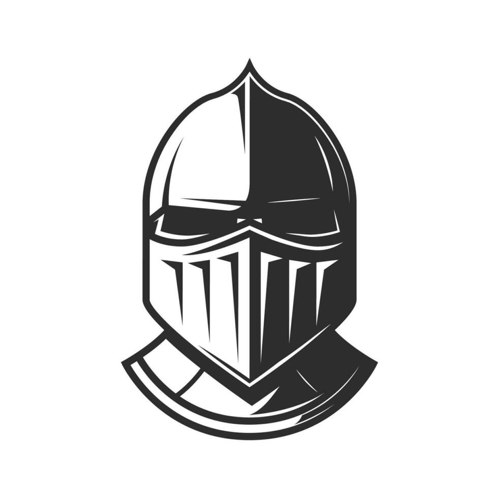 Knight warrior helmet, heraldry armor with visor vector