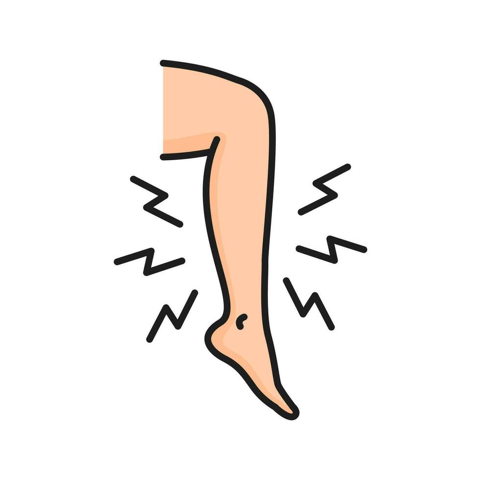 Swelling pain in legs, varicose veins outline icon vector