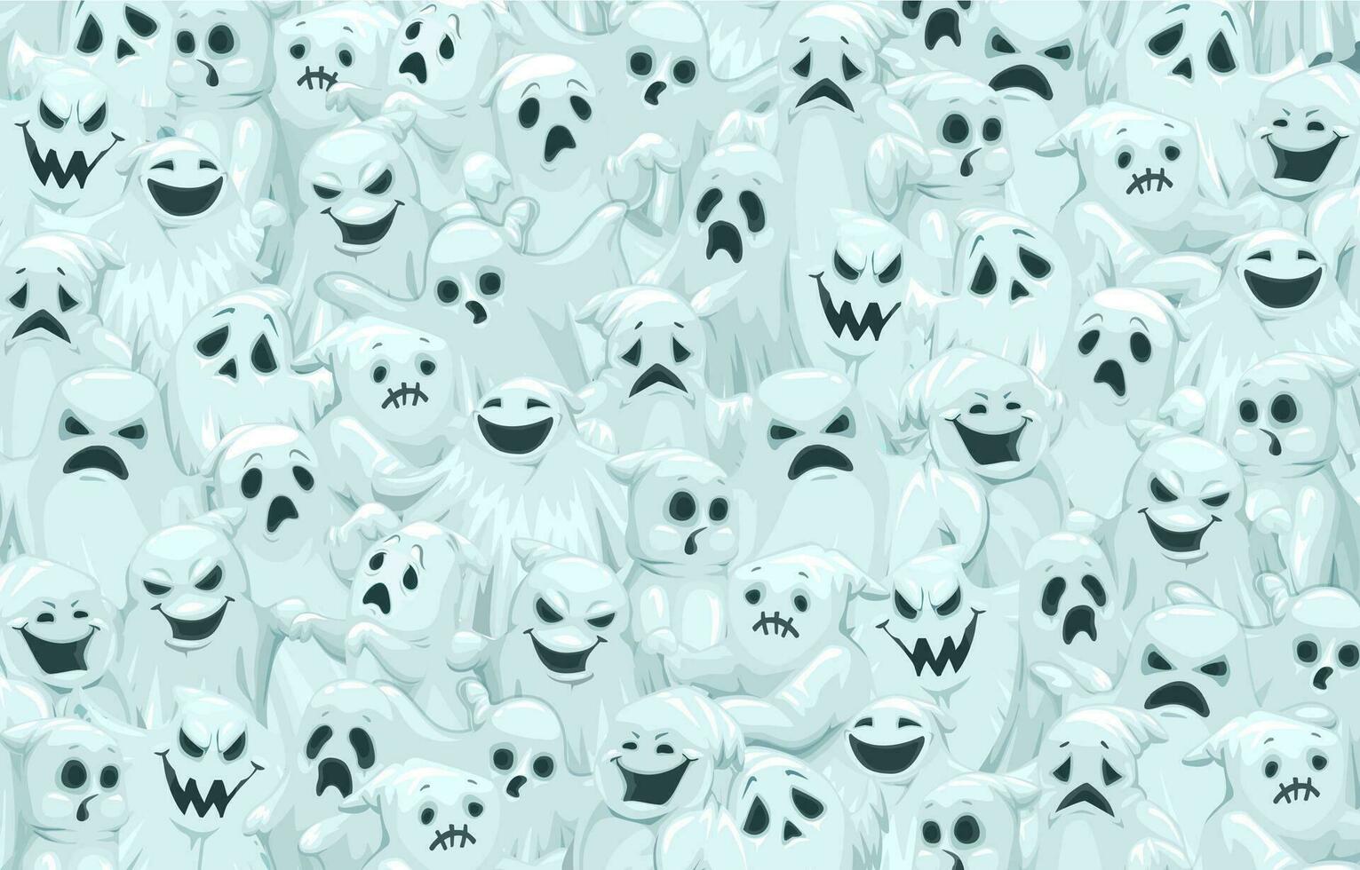 Cartoon halloween ghosts pattern vector background