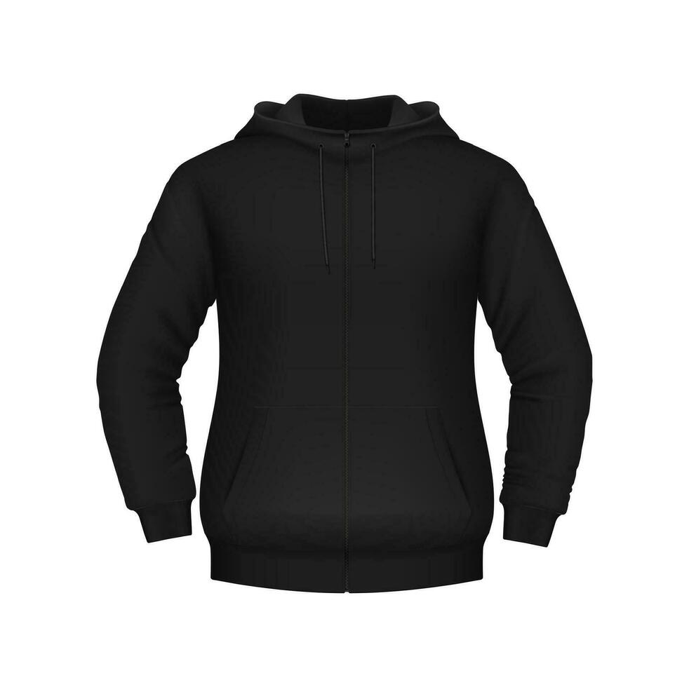Hoodie, black sweatshirt 3d vector mockup for men