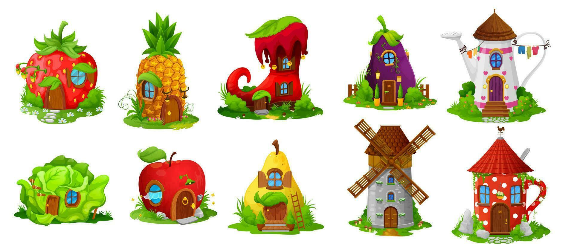 cuento de hadas casas y viviendas, dibujos animados casas vector