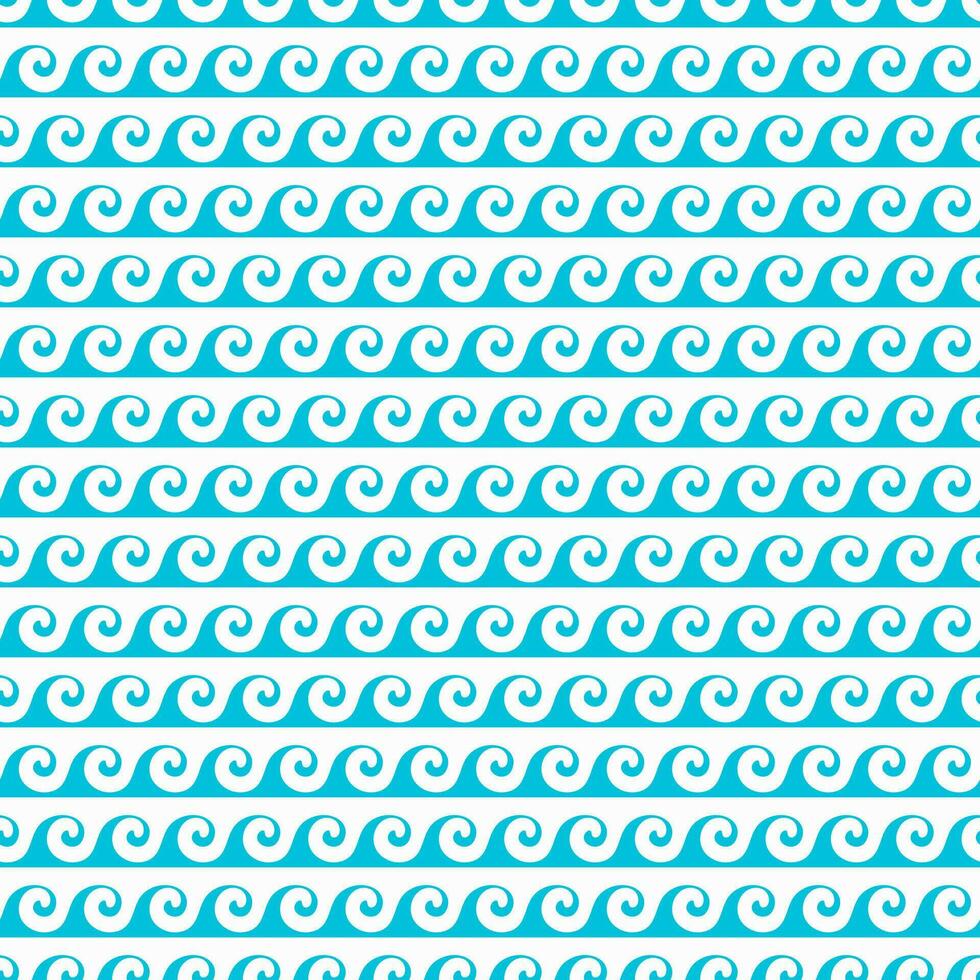 Sea and ocean surf blue waves seamless pattern vector