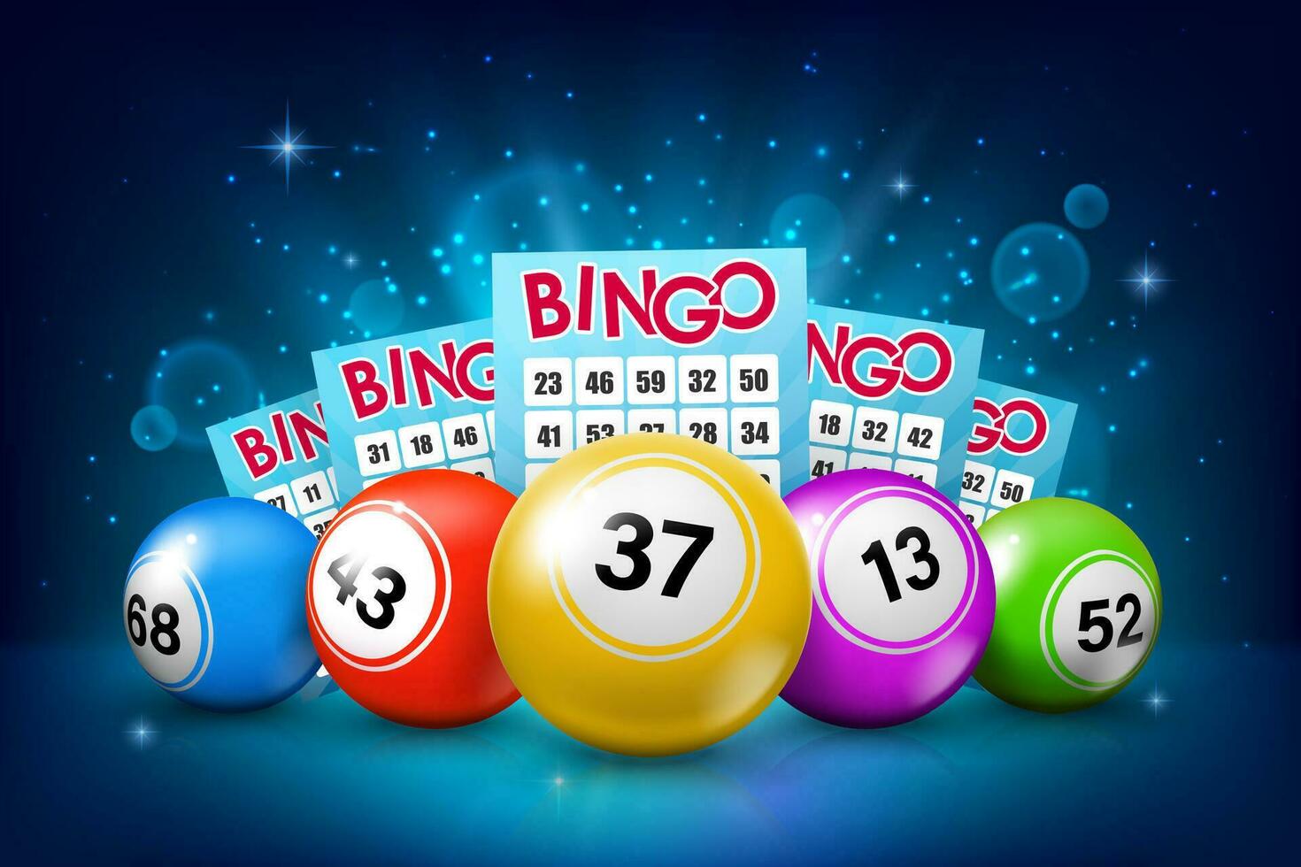 Lottery balls and bingo tickets background vector