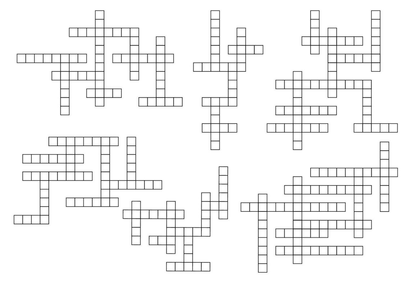 Crossword game grid, vector riddle worksheet