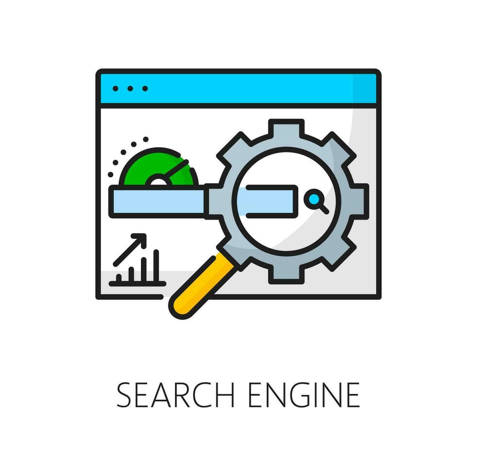 Search engine, SEM marketing and web content icon vector