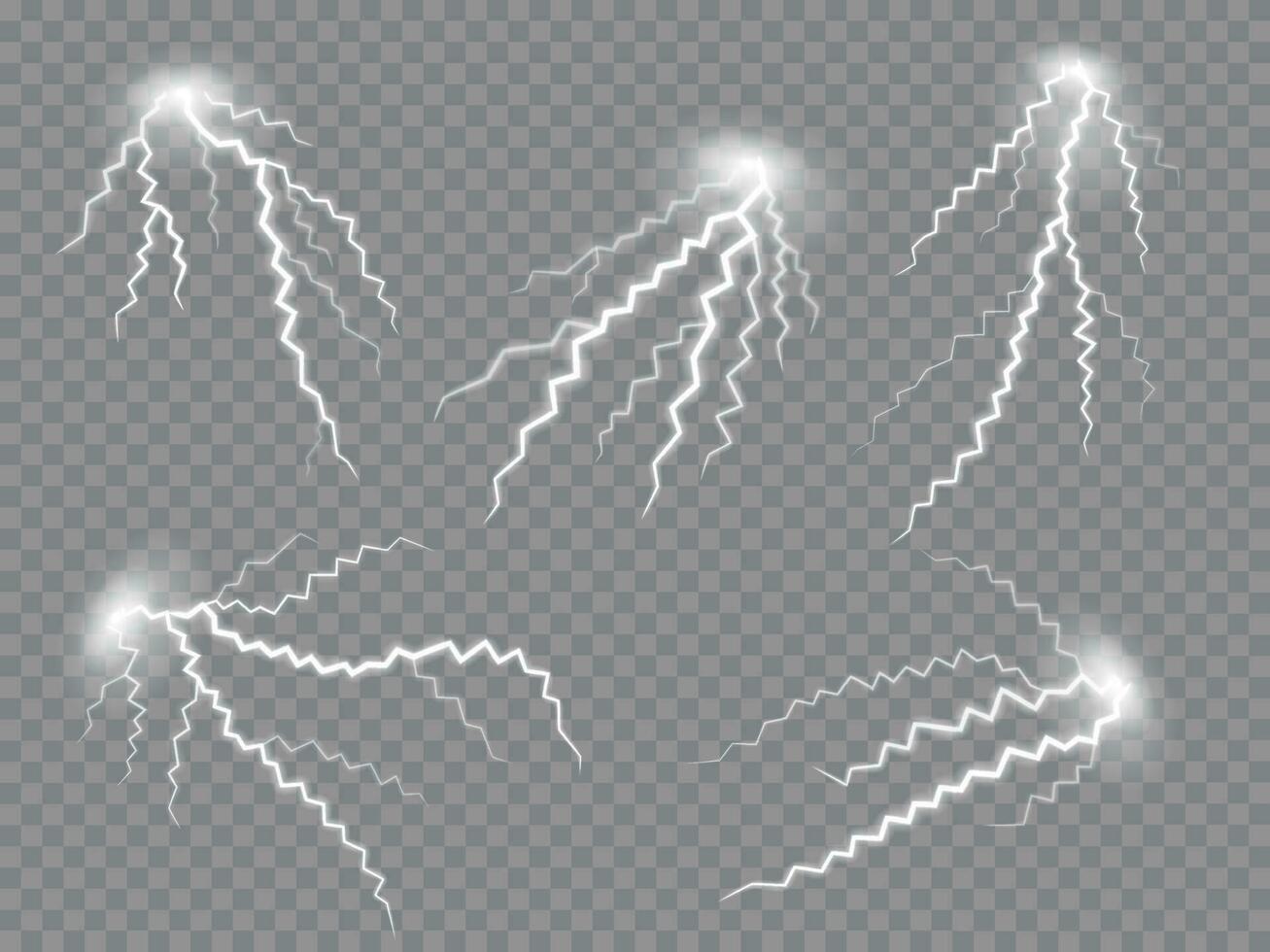 Lightning thunderstorm effect, electric sparks vector