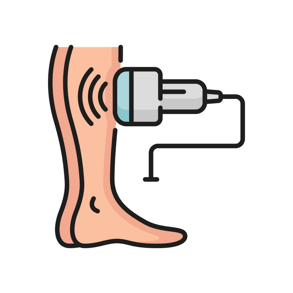 Ultrasound of veins in legs isolated outline icon vector