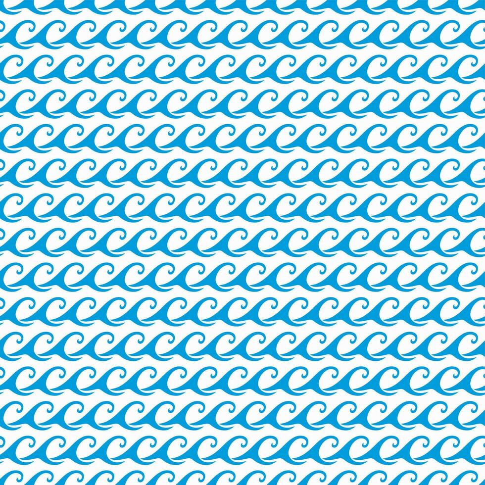 Sea and ocean curly blue waves seamless pattern vector