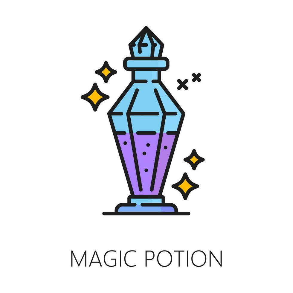 magia poción brujería y magia icono vector firmar