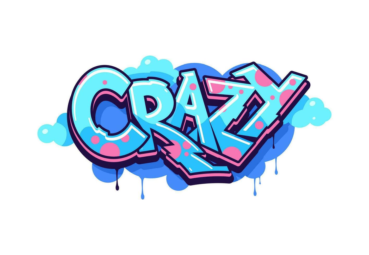 Crazy graffiti street art, urban style vector word