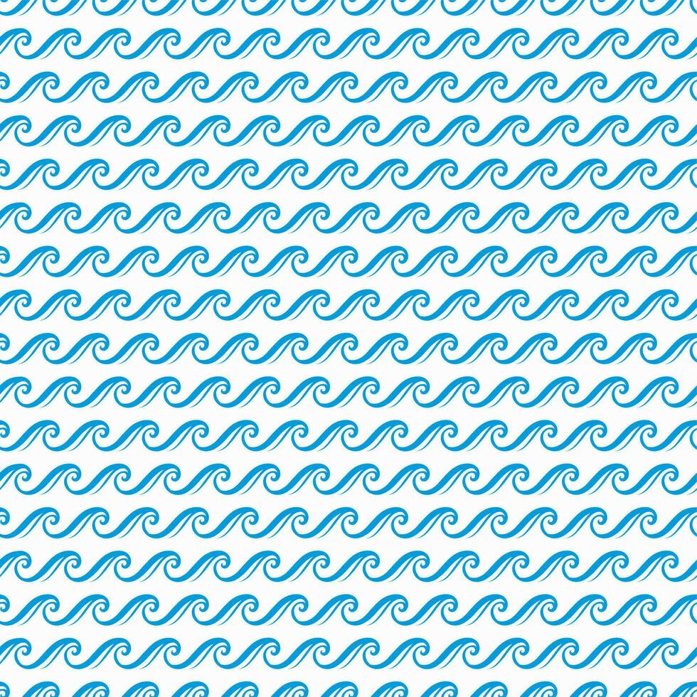 Sea wave pattern, ocean blue wave line background vector