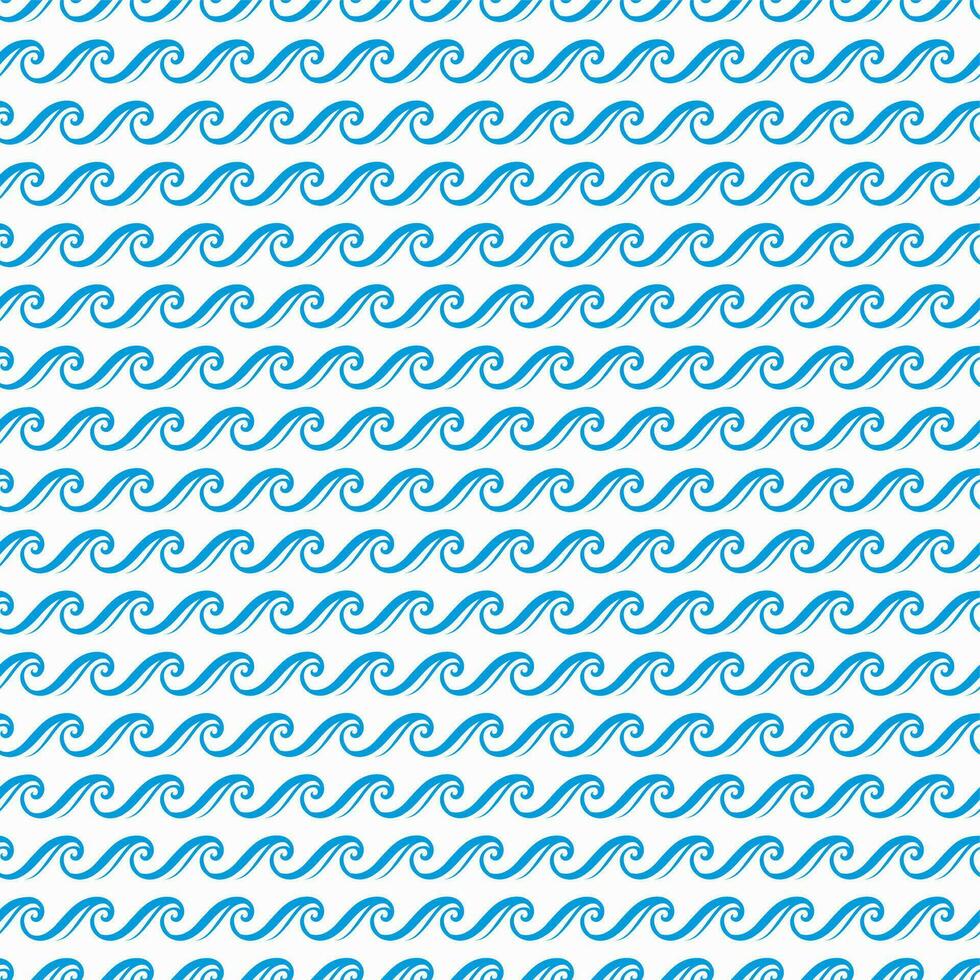 Sea wave pattern, ocean blue wave line background vector