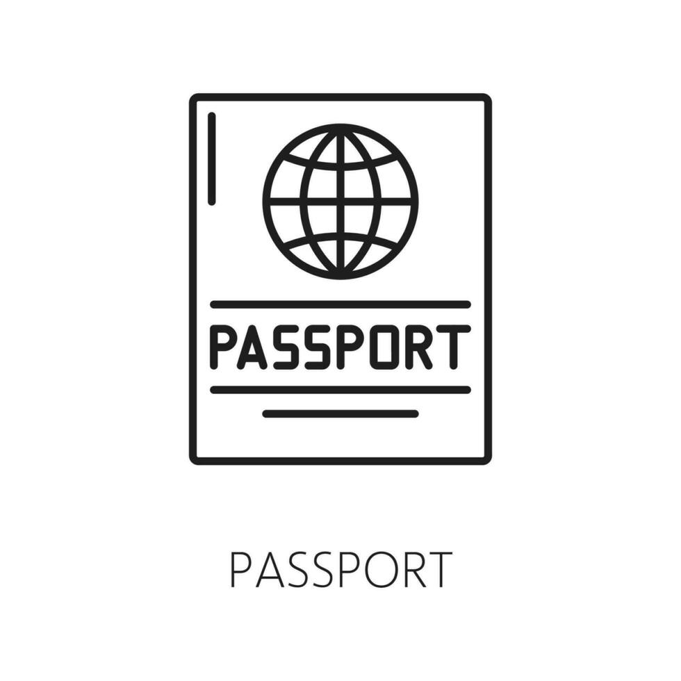 Foreign passport line icon visa, document, arrival vector