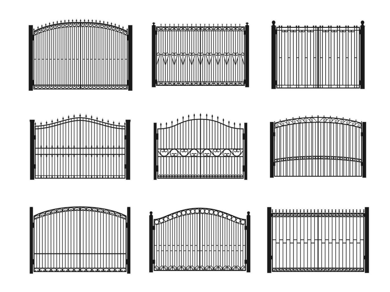 Iron gates, metal fences and steel wrought vector