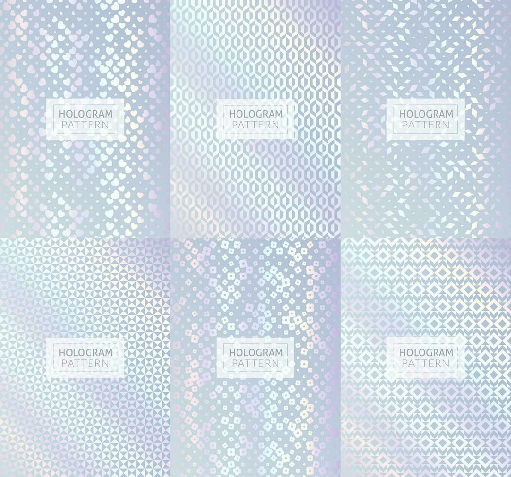 Hologram silver foil posters, geometric pattern vector