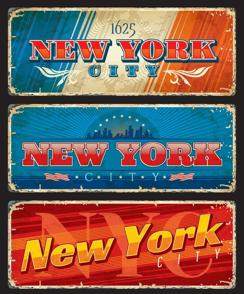 New York City travel plates and stickers, USA vector