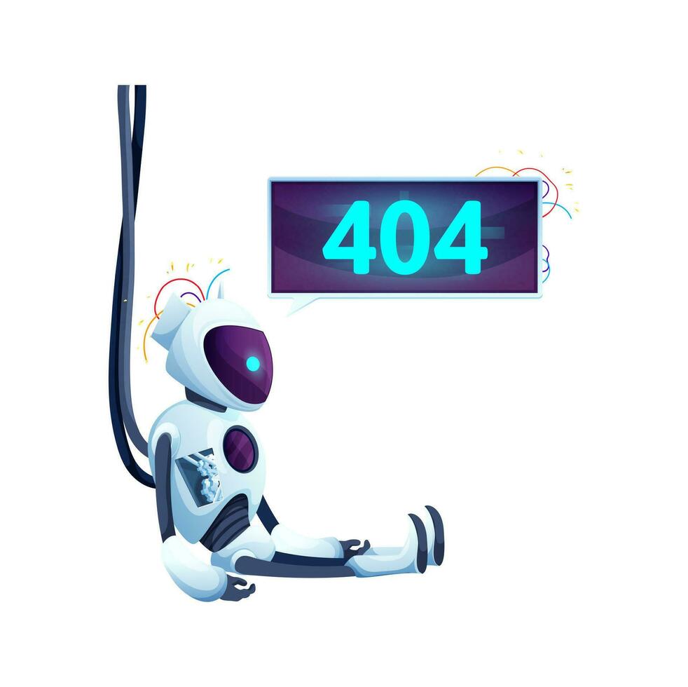 404 página con dibujos animados pantalla y robot, vector