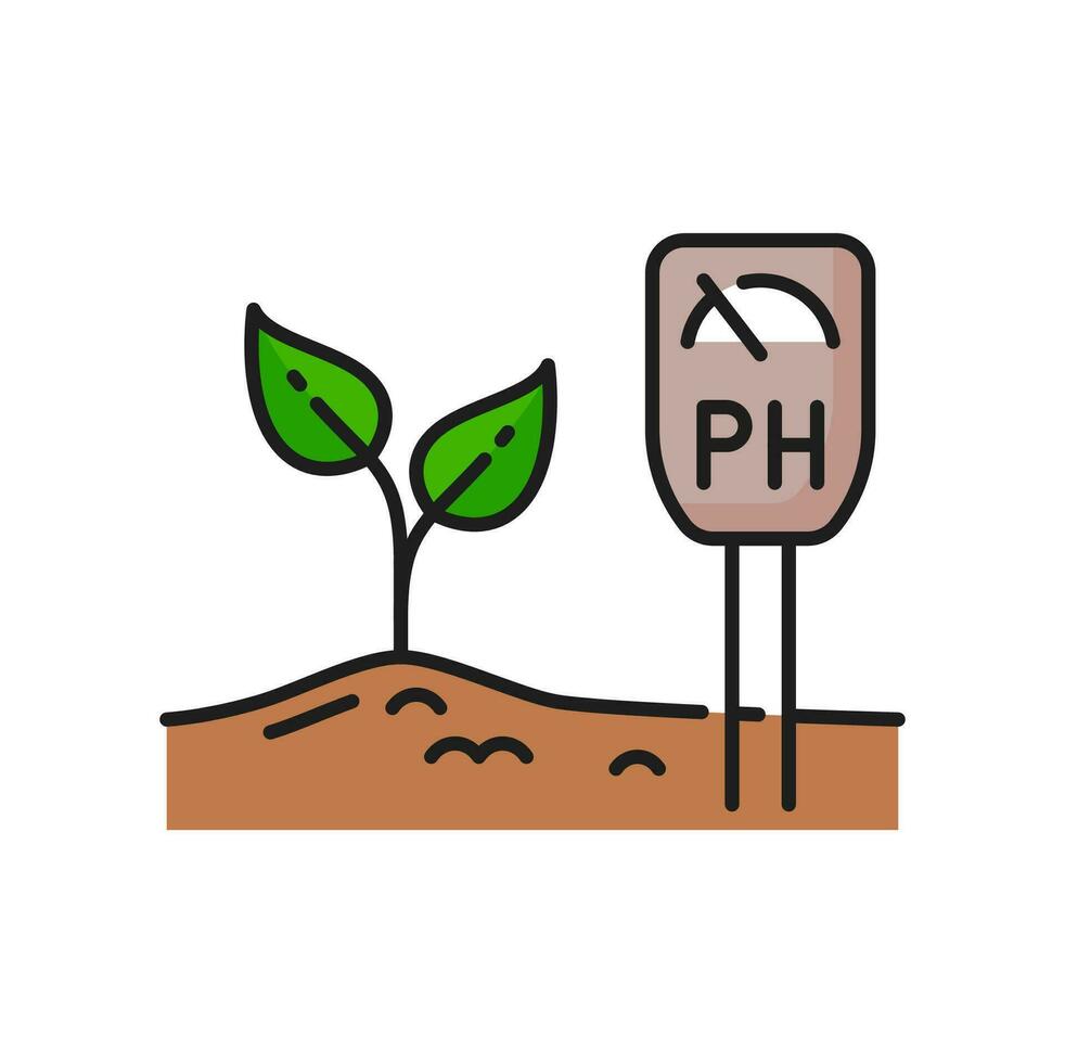 Soil PH level measure, agriculture color line icon vector
