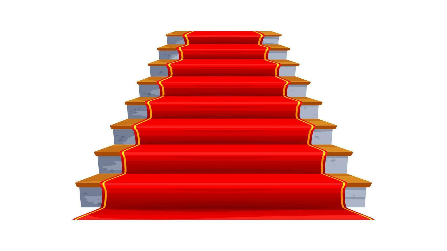 Castle staircase, wooden stair with red carpet vector